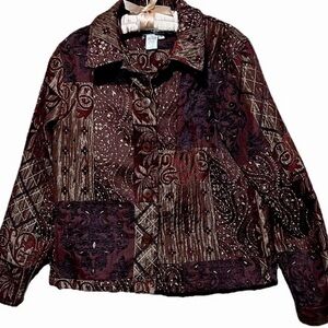 Coldwater Creek Jacket S Artsy Brocade Boho Button Up Blazer Shacket Women’s